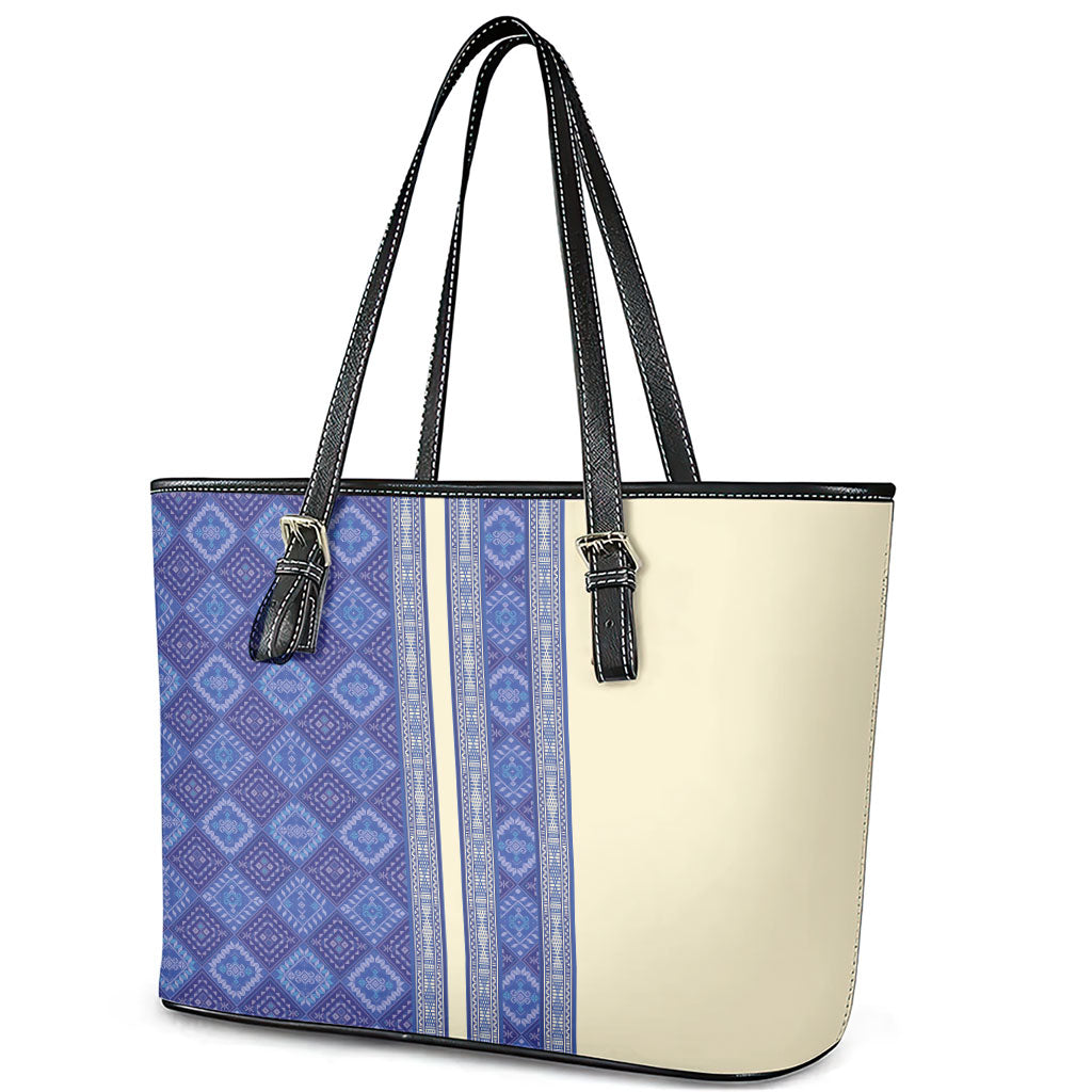 Mabuhay Philippines Festival Leather Tote Bag Yakan Modern Filipiniana Inspired LT14 - Polynesian Pride