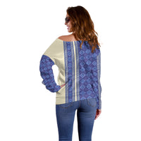 Mabuhay Philippines Festival Off Shoulder Sweater Yakan Modern Filipiniana Inspired LT14 - Polynesian Pride