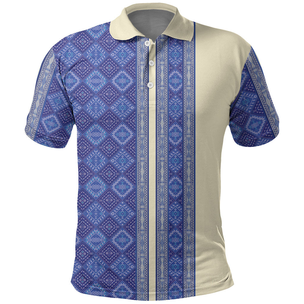 Mabuhay Philippines Festival Polo Shirt Yakan Modern Filipiniana Inspired LT14 Blue - Polynesian Pride