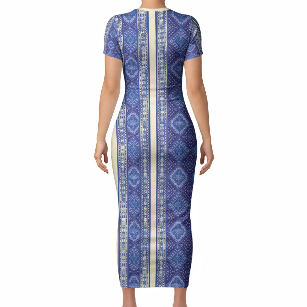 Mabuhay Philippines Festival Short Sleeve Bodycon Dress Yakan Modern Filipiniana Inspired LT14 - Polynesian Pride