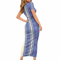 Mabuhay Philippines Festival Short Sleeve Bodycon Dress Yakan Modern Filipiniana Inspired LT14 - Polynesian Pride
