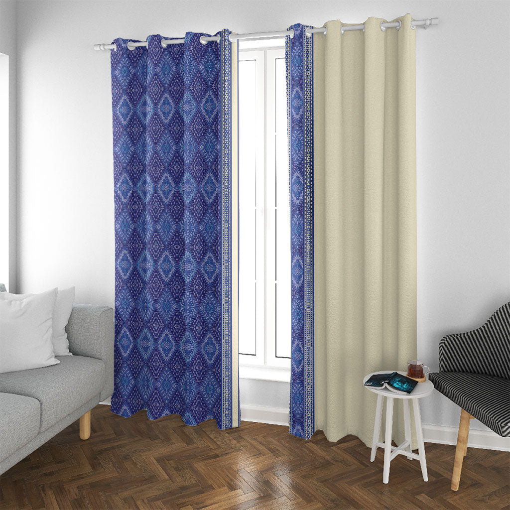 Mabuhay Philippines Festival Window Curtain Yakan Modern Filipiniana Inspired LT14 With Grommets Blue - Polynesian Pride