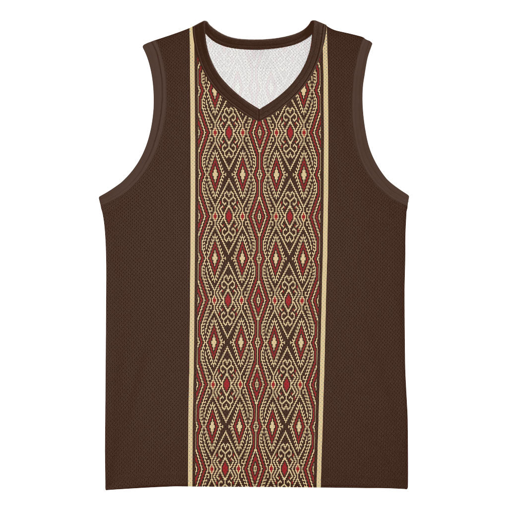 Mabuhay Philippines Festival Basketball Jersey Tnalak Modern Filipiniana Inspired LT14 Unisex Brown - Polynesian Pride