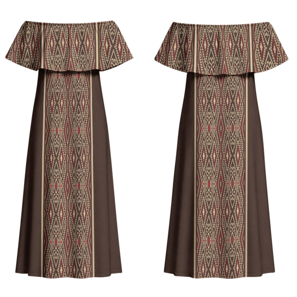 Mabuhay Philippines Festival Couples Matching Off Shoulder Maxi Dress and Hawaiian Shirt Tnalak Modern Filipiniana Inspired LT14 - Polynesian Pride