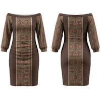 Mabuhay Philippines Festival Couples Matching Off The Shoulder Long Sleeve Dress and Hawaiian Shirt Tnalak Modern Filipiniana Inspired LT14 - Polynesian Pride