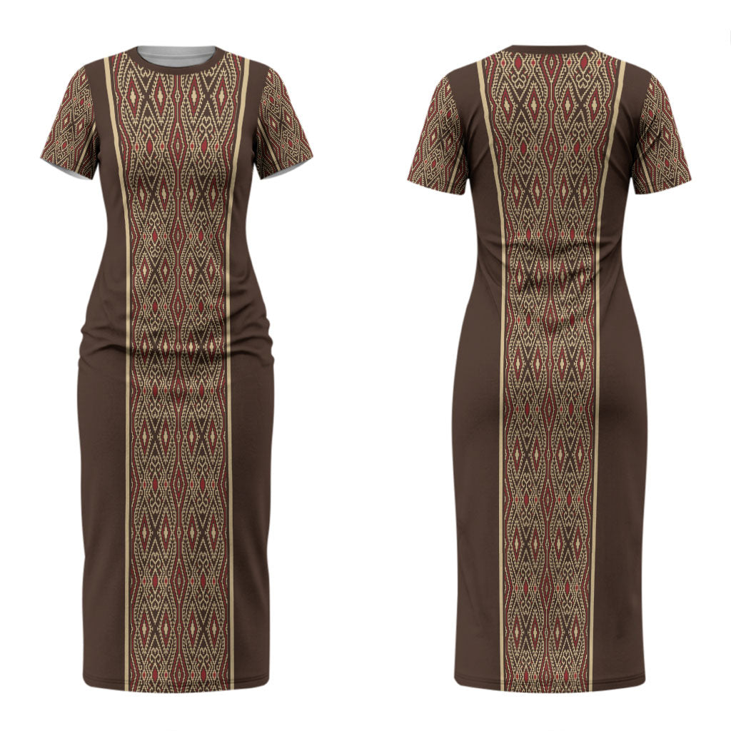 Mabuhay Philippines Festival Couples Matching Short Sleeve Bodycon Dress and Long Sleeve Button Shirt Tnalak Modern Filipiniana Inspired LT14 - Polynesian Pride