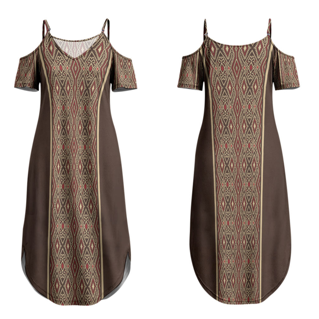 Mabuhay Philippines Festival Couples Matching Summer Maxi Dress and Long Sleeve Button Shirt Tnalak Modern Filipiniana Inspired LT14 - Polynesian Pride
