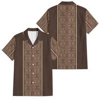Mabuhay Philippines Festival Family Matching Off Shoulder Short Dress and Hawaiian Shirt Tnalak Modern Filipiniana Inspired LT14 Dad's Shirt - Short Sleeve Brown - Polynesian Pride