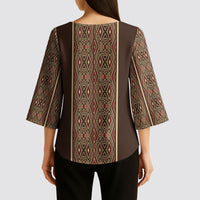 Mabuhay Philippines Festival Kimono Sleeve Blouse Tnalak Modern Filipiniana Inspired LT14 - Polynesian Pride