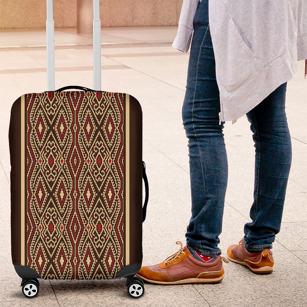Mabuhay Philippines Festival Luggage Cover Tnalak Modern Filipiniana Inspired LT14 Brown - Polynesian Pride