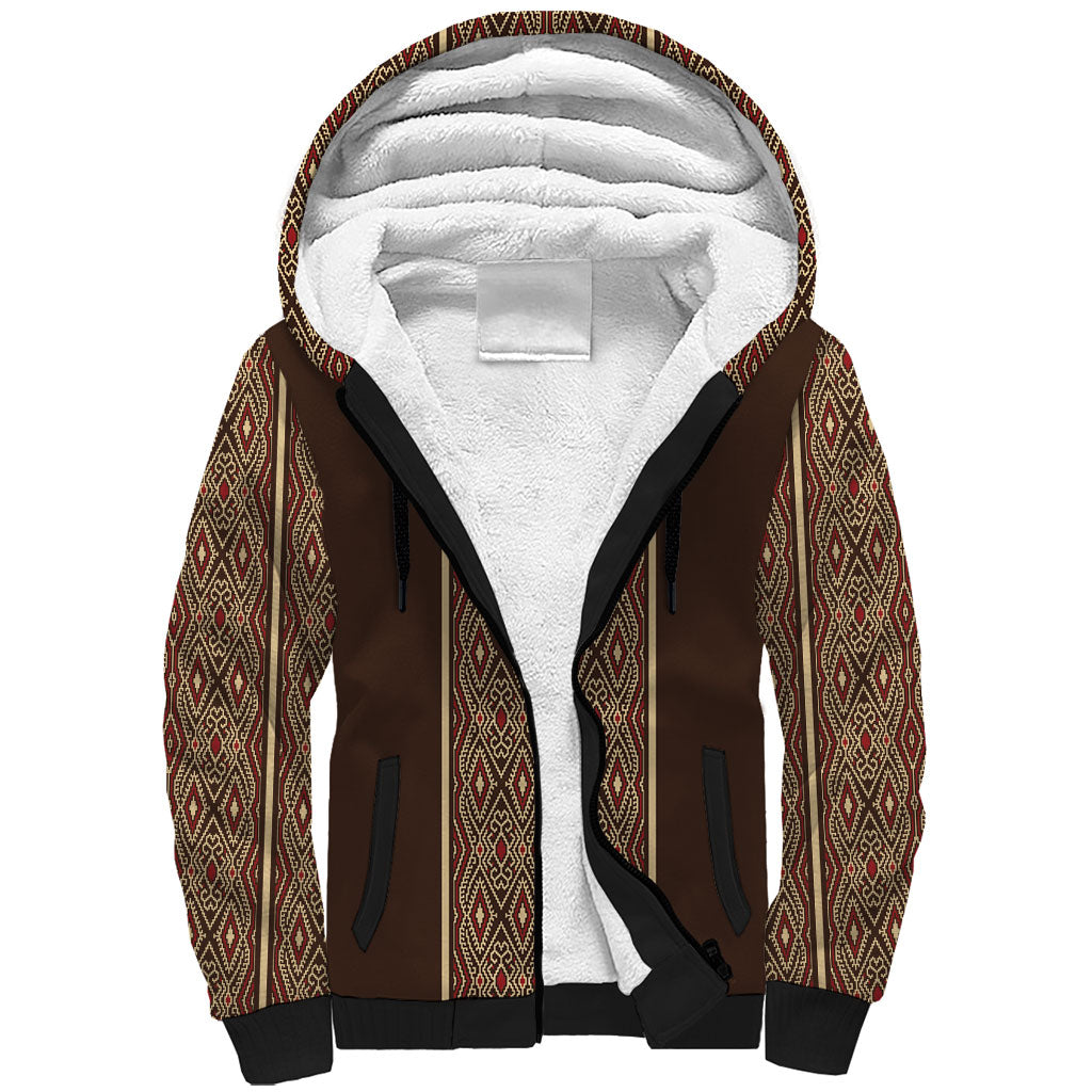 Mabuhay Philippines Festival Sherpa Hoodie Tnalak Modern Filipiniana Inspired LT14 Unisex Brown - Polynesian Pride