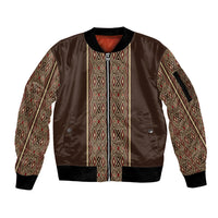 Mabuhay Philippines Festival Sleeve Zip Bomber Jacket Tnalak Modern Filipiniana Inspired LT14 Unisex Brown - Polynesian Pride