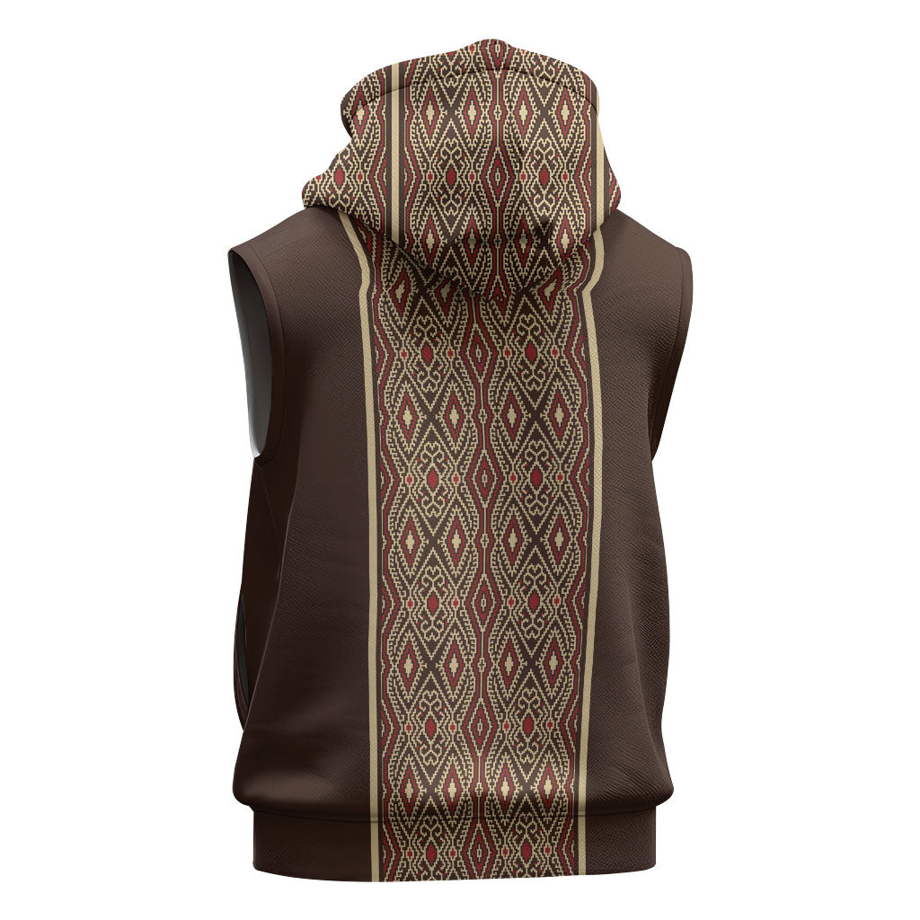 Mabuhay Philippines Festival Sleeveless Hoodie Tnalak Modern Filipiniana Inspired LT14 - Polynesian Pride