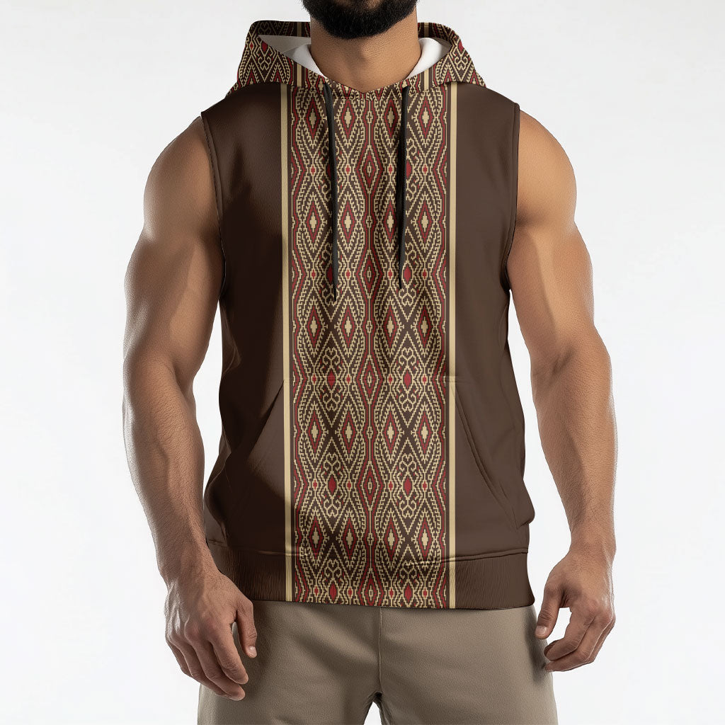 Mabuhay Philippines Festival Sleeveless Hoodie Tnalak Modern Filipiniana Inspired LT14 - Polynesian Pride