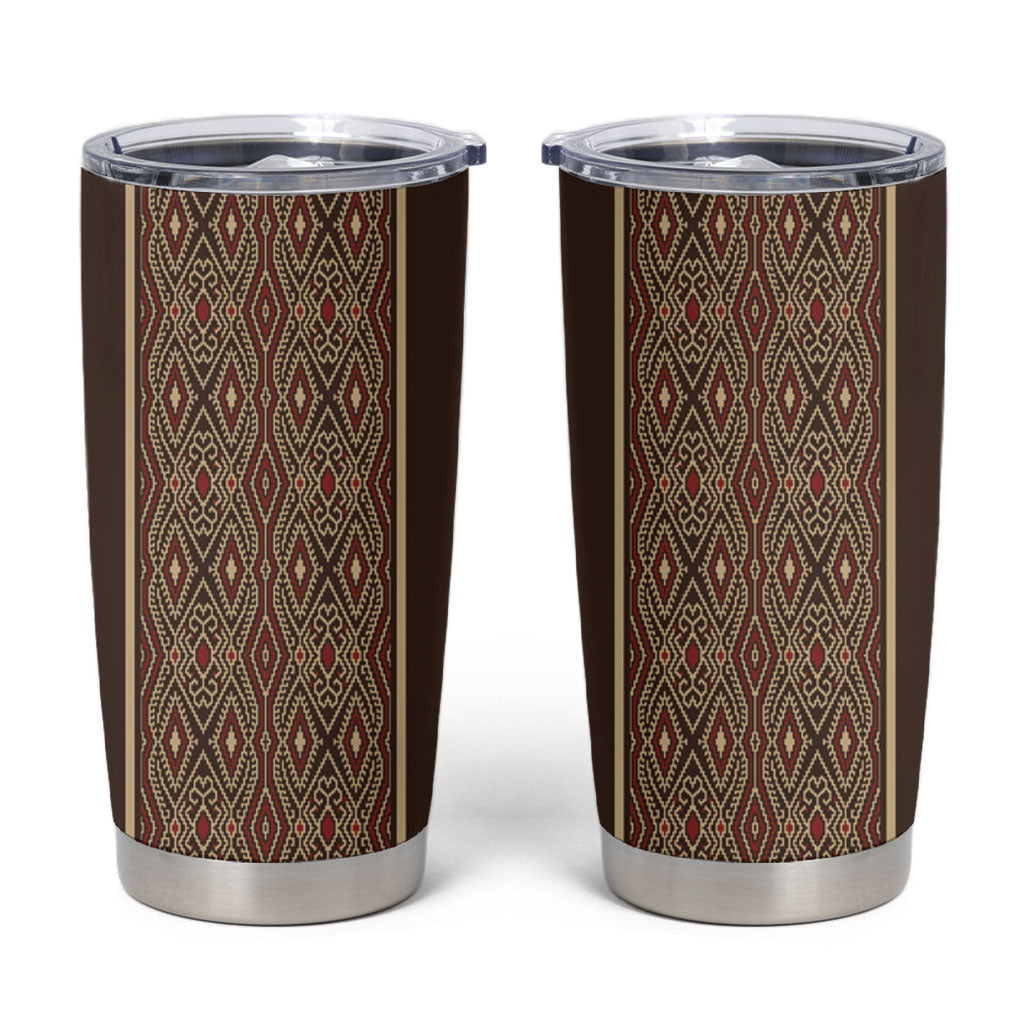 Mabuhay Philippines Festival Tumbler Cup Tnalak Modern Filipiniana Inspired LT14 Brown - Polynesian Pride