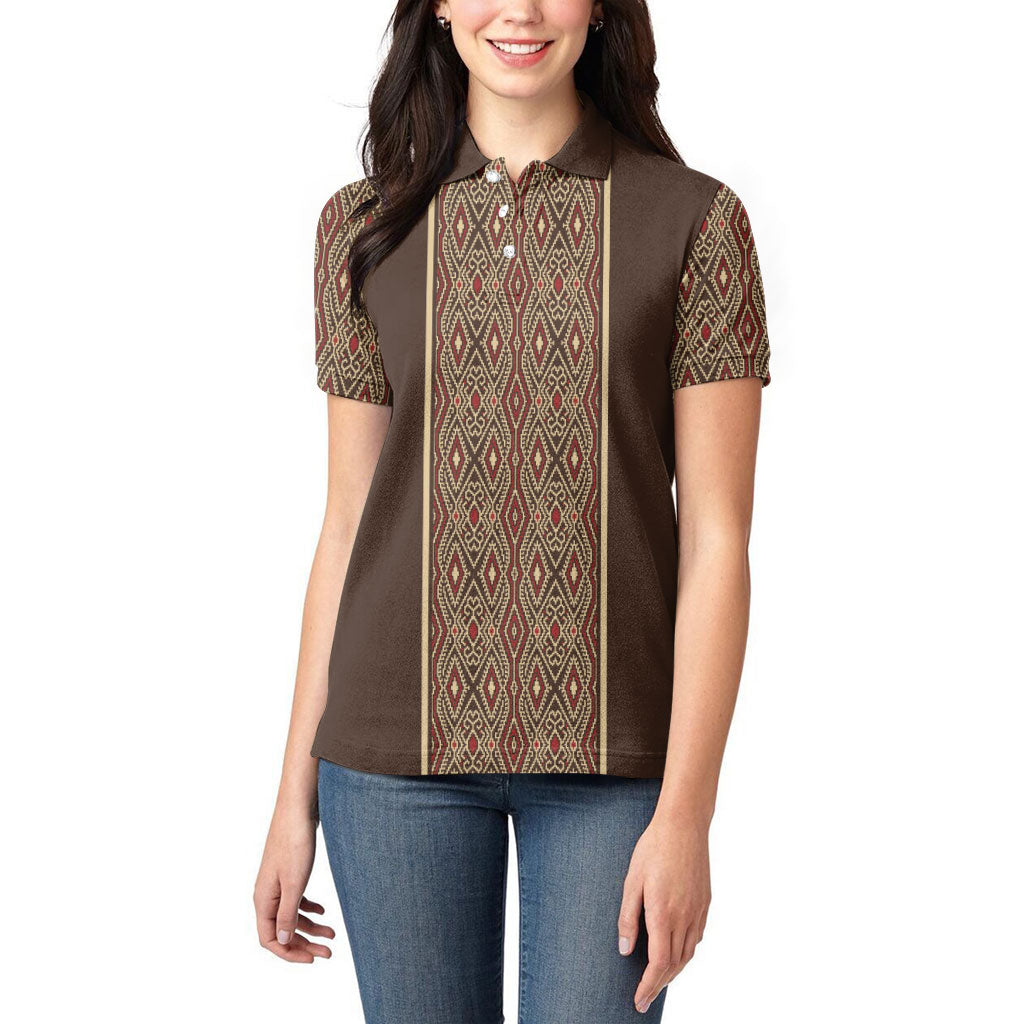 Mabuhay Philippines Festival Women Polo Shirt Tnalak Modern Filipiniana Inspired LT14 - Polynesian Pride