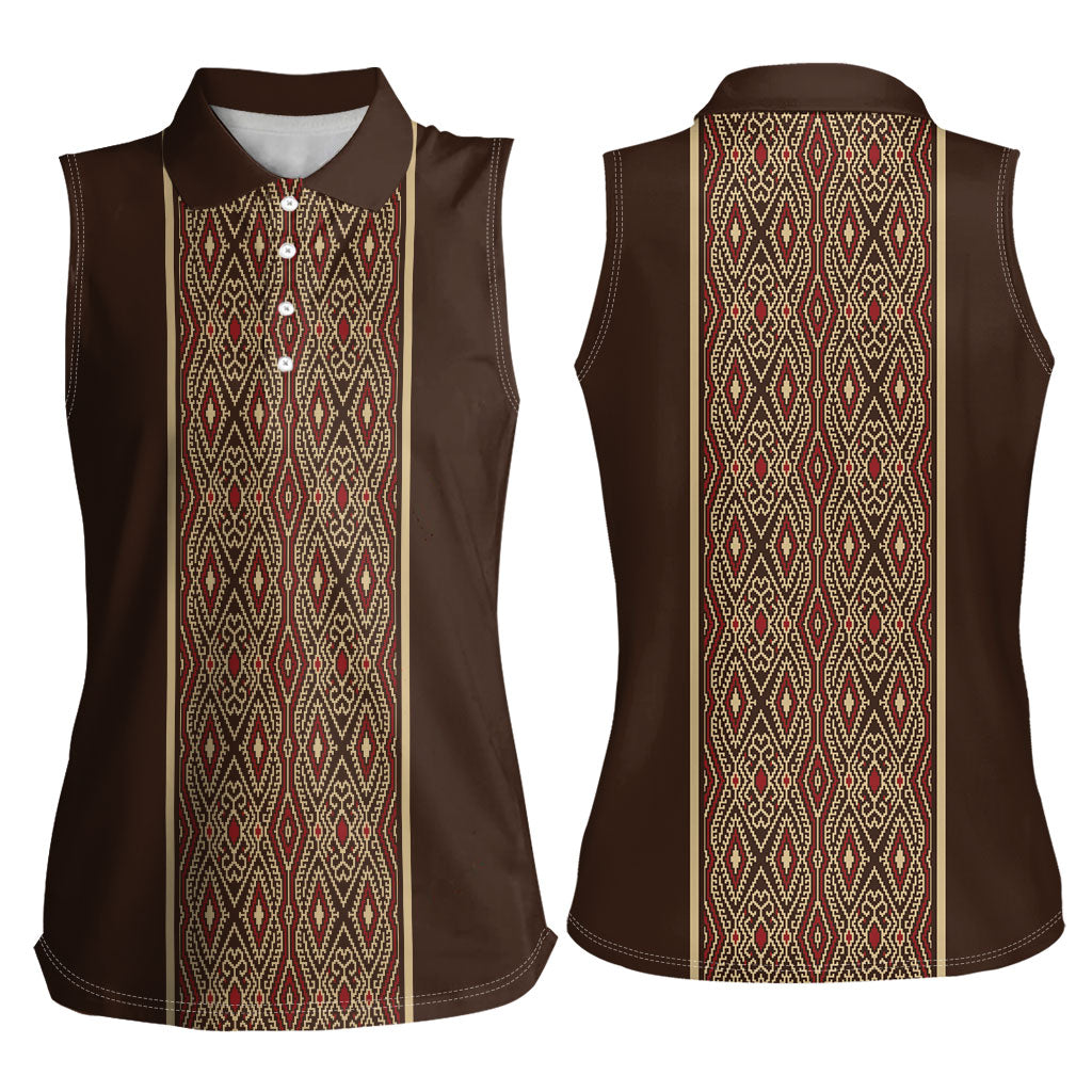 Mabuhay Philippines Festival Women Sleeveless Polo Shirt Tnalak Modern Filipiniana Inspired LT14 - Polynesian Pride