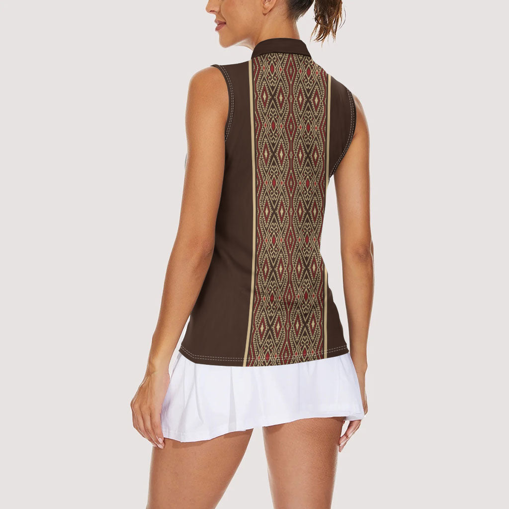 Mabuhay Philippines Festival Women Sleeveless Polo Shirt Tnalak Modern Filipiniana Inspired LT14 - Polynesian Pride