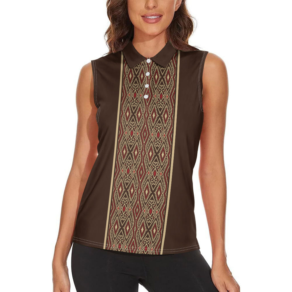 Mabuhay Philippines Festival Women Sleeveless Polo Shirt Tnalak Modern Filipiniana Inspired LT14 - Polynesian Pride
