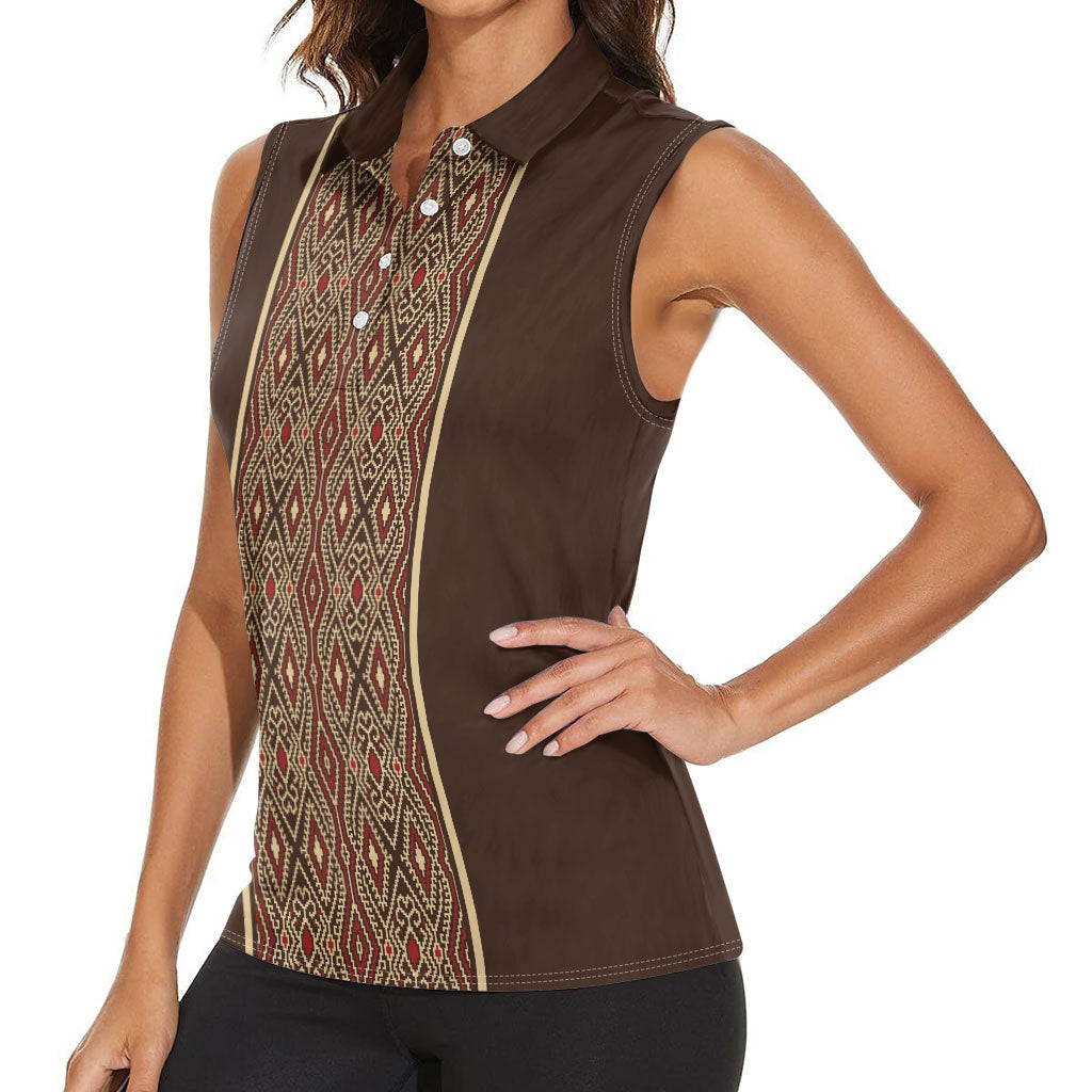 Mabuhay Philippines Festival Women Sleeveless Polo Shirt Tnalak Modern Filipiniana Inspired LT14 - Polynesian Pride