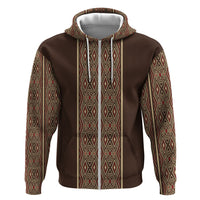 Mabuhay Philippines Festival Zip Hoodie Tnalak Modern Filipiniana Inspired LT14 Zip Hoodie Brown - Polynesian Pride