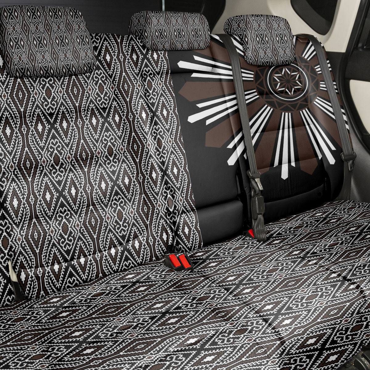 Mabuhay Philippines Festival Back Car Seat Cover Araw Tnalak Modern Filipiniana Inspired LT14 - Polynesian Pride