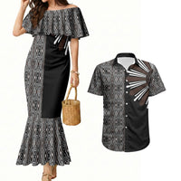 Mabuhay Philippines Festival Couples Matching Mermaid Dress and Hawaiian Shirt Araw Tnalak Modern Filipiniana Inspired LT14 Black - Polynesian Pride