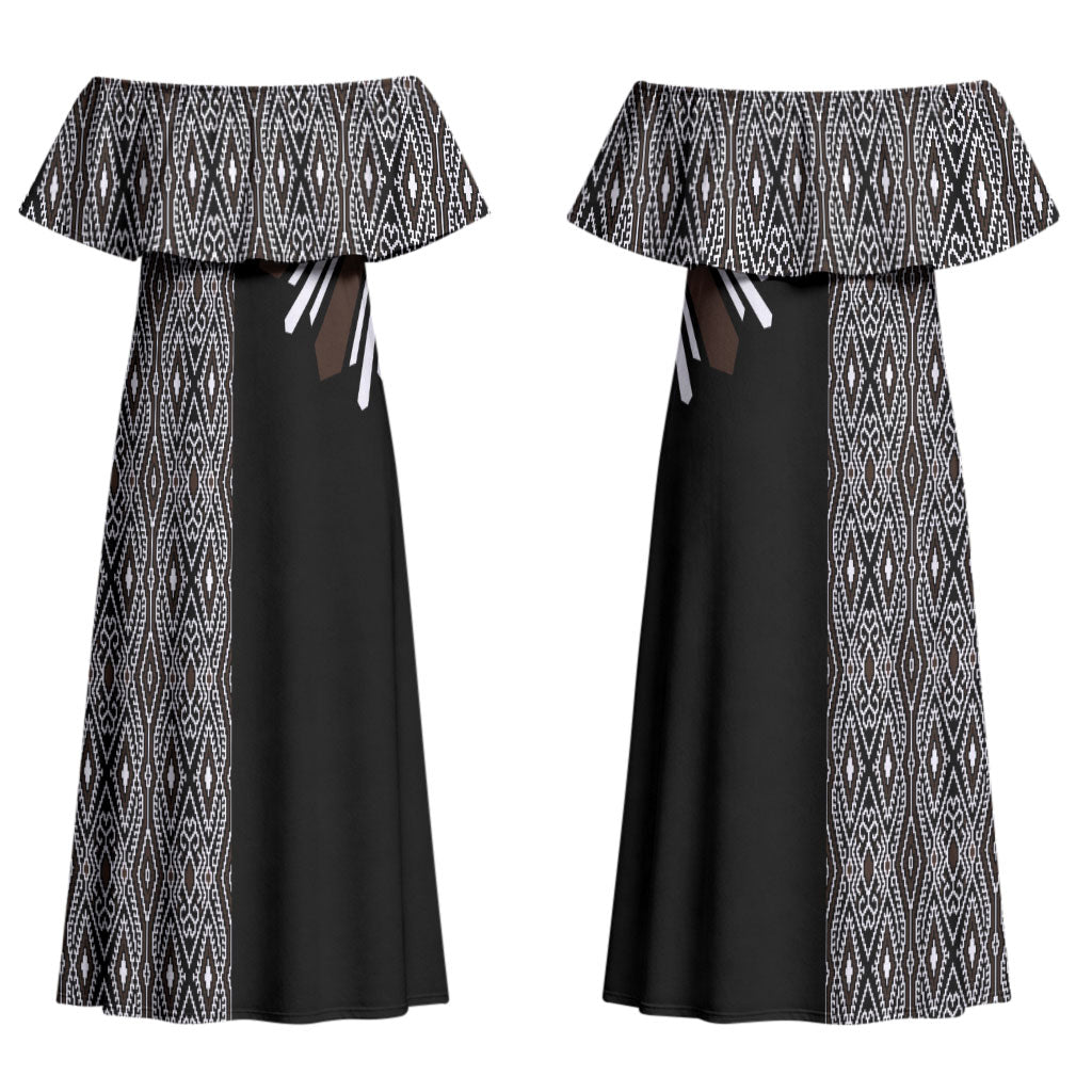 Mabuhay Philippines Festival Couples Matching Off Shoulder Maxi Dress and Hawaiian Shirt Araw Tnalak Modern Filipiniana Inspired LT14 - Polynesian Pride