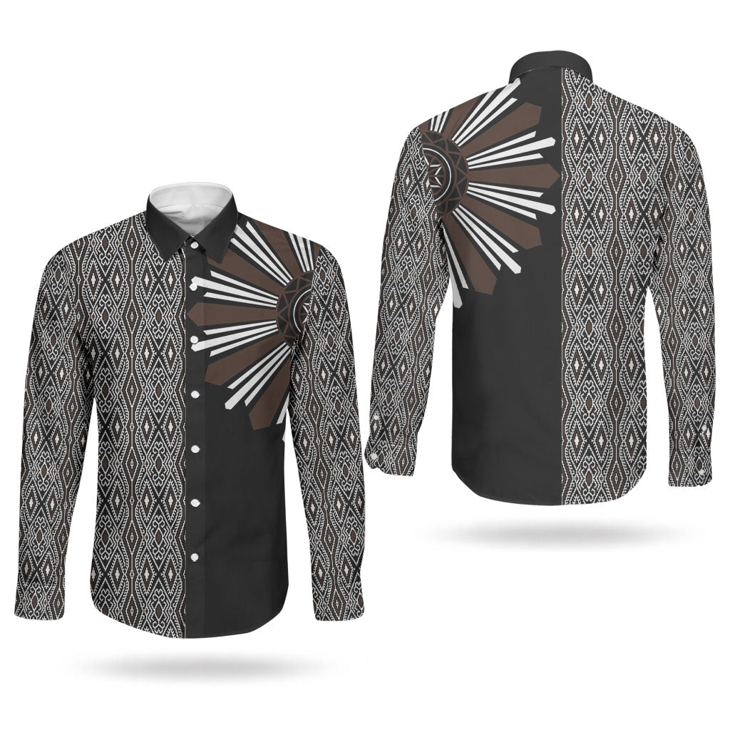 Mabuhay Philippines Festival Couples Matching Off The Shoulder Long Sleeve Dress and Long Sleeve Button Shirt Araw Tnalak Modern Filipiniana Inspired LT14 - Polynesian Pride