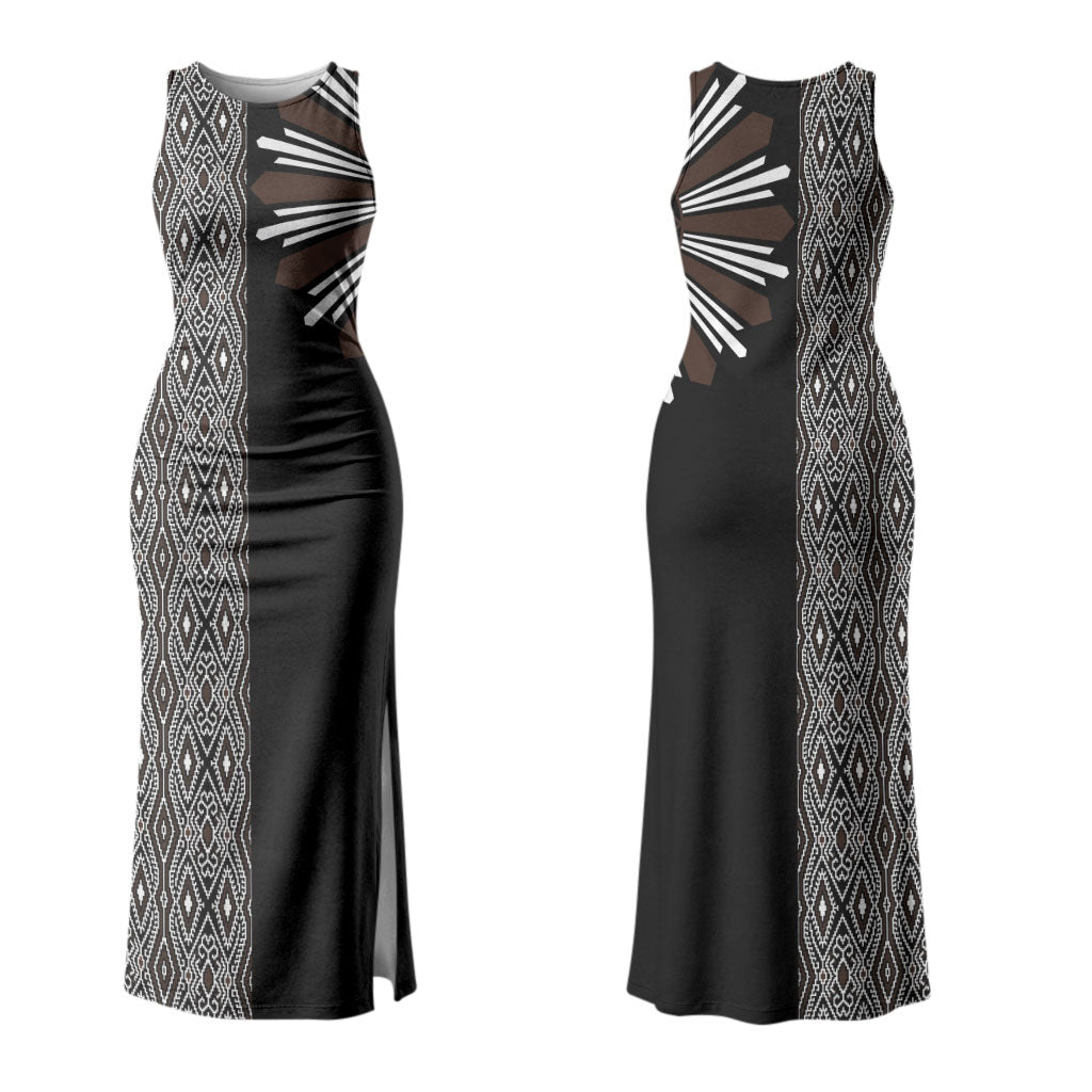 Mabuhay Philippines Festival Couples Matching Tank Maxi Dress and Long Sleeve Button Shirt Araw Tnalak Modern Filipiniana Inspired LT14 - Polynesian Pride