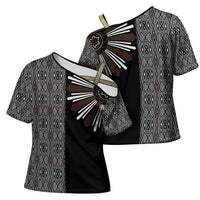 Mabuhay Philippines Festival Cross Shoulder Shirt Araw Tnalak Modern Filipiniana Inspired LT14 - Polynesian Pride