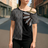 Mabuhay Philippines Festival Cross Shoulder Shirt Araw Tnalak Modern Filipiniana Inspired LT14 - Polynesian Pride