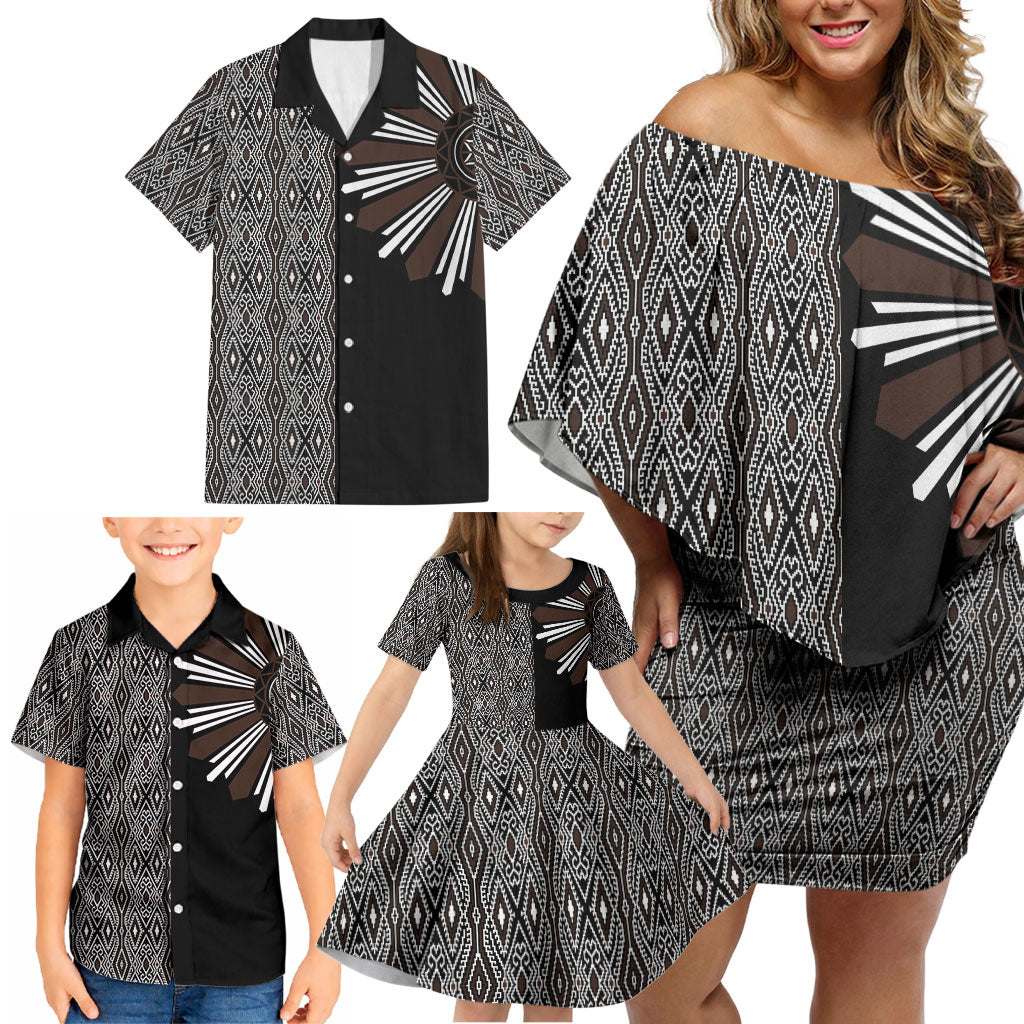 Mabuhay Philippines Festival Family Matching Off Shoulder Short Dress and Hawaiian Shirt Araw Tnalak Modern Filipiniana Inspired LT14 - Polynesian Pride