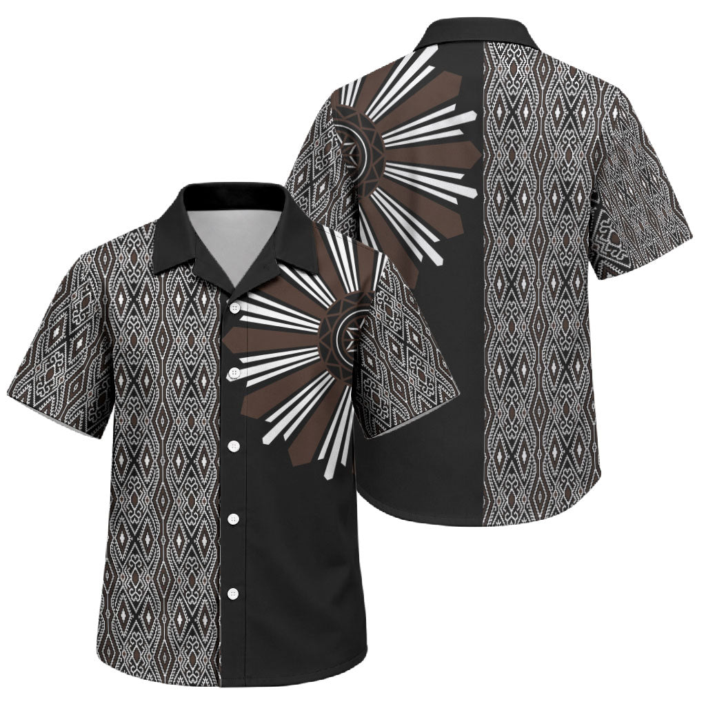 Mabuhay Philippines Festival Family Matching Puletasi and Hawaiian Shirt Araw Tnalak Modern Filipiniana Inspired LT14 Son's Shirt Black - Polynesian Pride