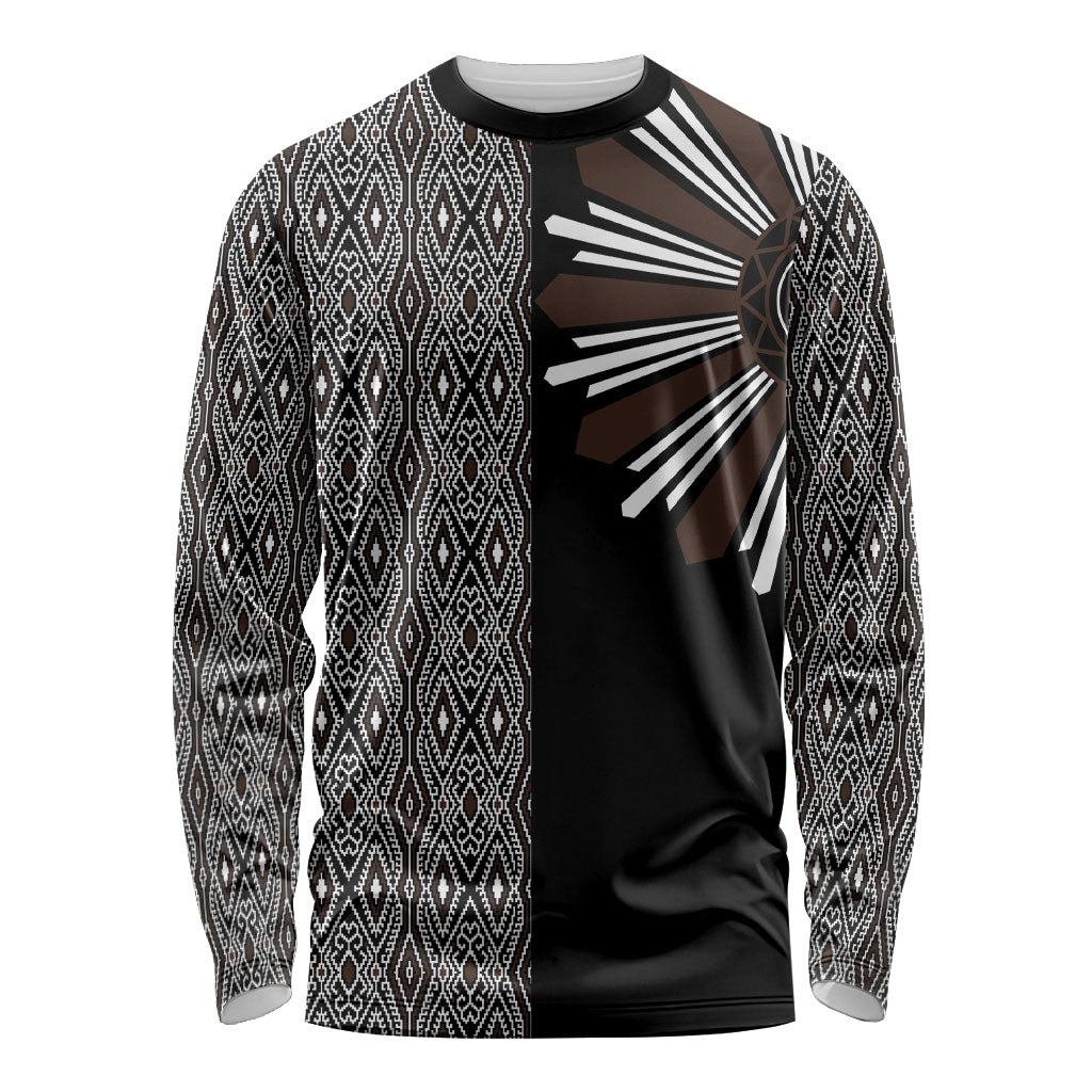 Mabuhay Philippines Festival Long Sleeve Shirt Araw Tnalak Modern Filipiniana Inspired LT14 Unisex Black - Polynesian Pride