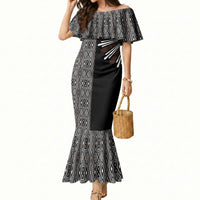 Mabuhay Philippines Festival Mermaid Dress Araw Tnalak Modern Filipiniana Inspired LT14 Women Black - Polynesian Pride