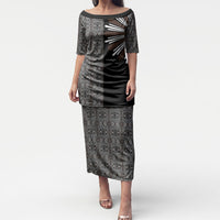Mabuhay Philippines Festival Puletasi Araw Tnalak Modern Filipiniana Inspired LT14 Long Dress Black - Polynesian Pride