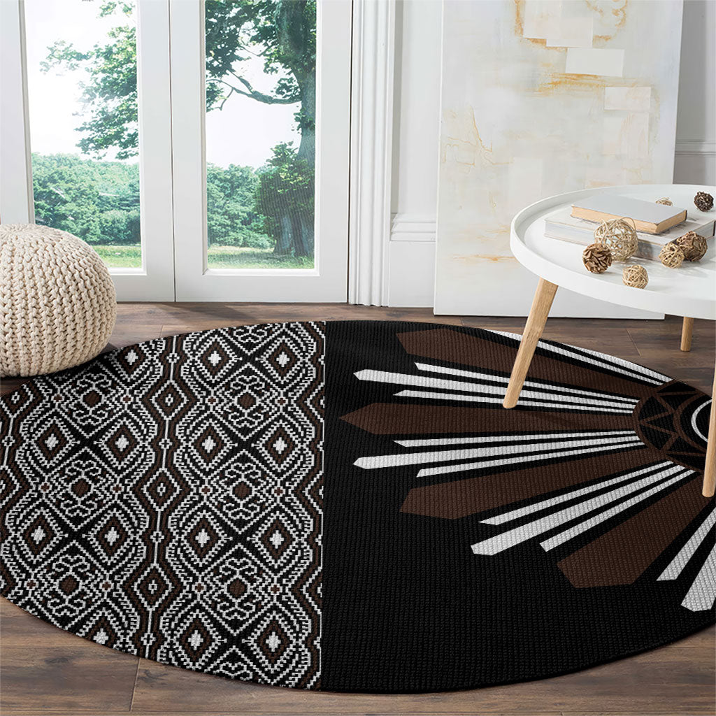 Mabuhay Philippines Festival Round Carpet Araw Tnalak Modern Filipiniana Inspired LT14 - Polynesian Pride