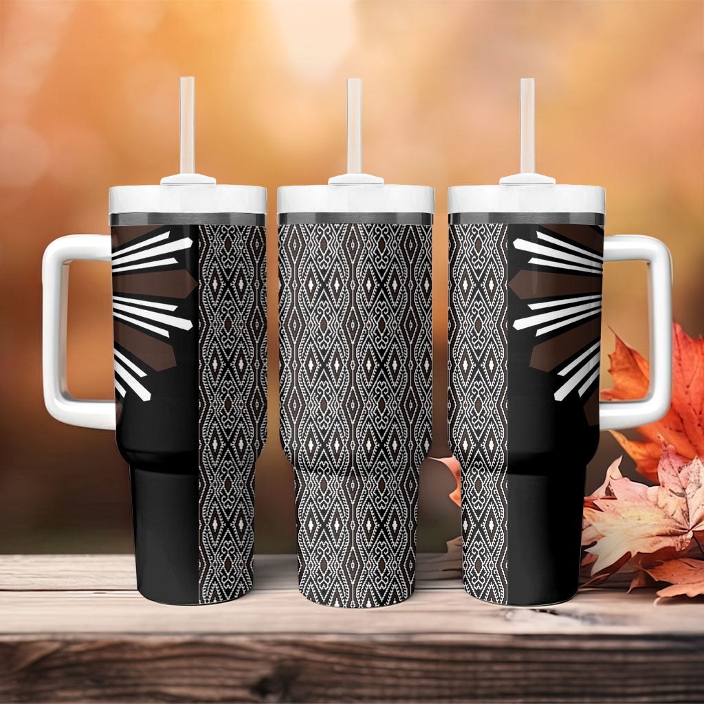 Mabuhay Philippines Festival Tumbler With Handle Araw Tnalak Modern Filipiniana Inspired LT14 - Polynesian Pride