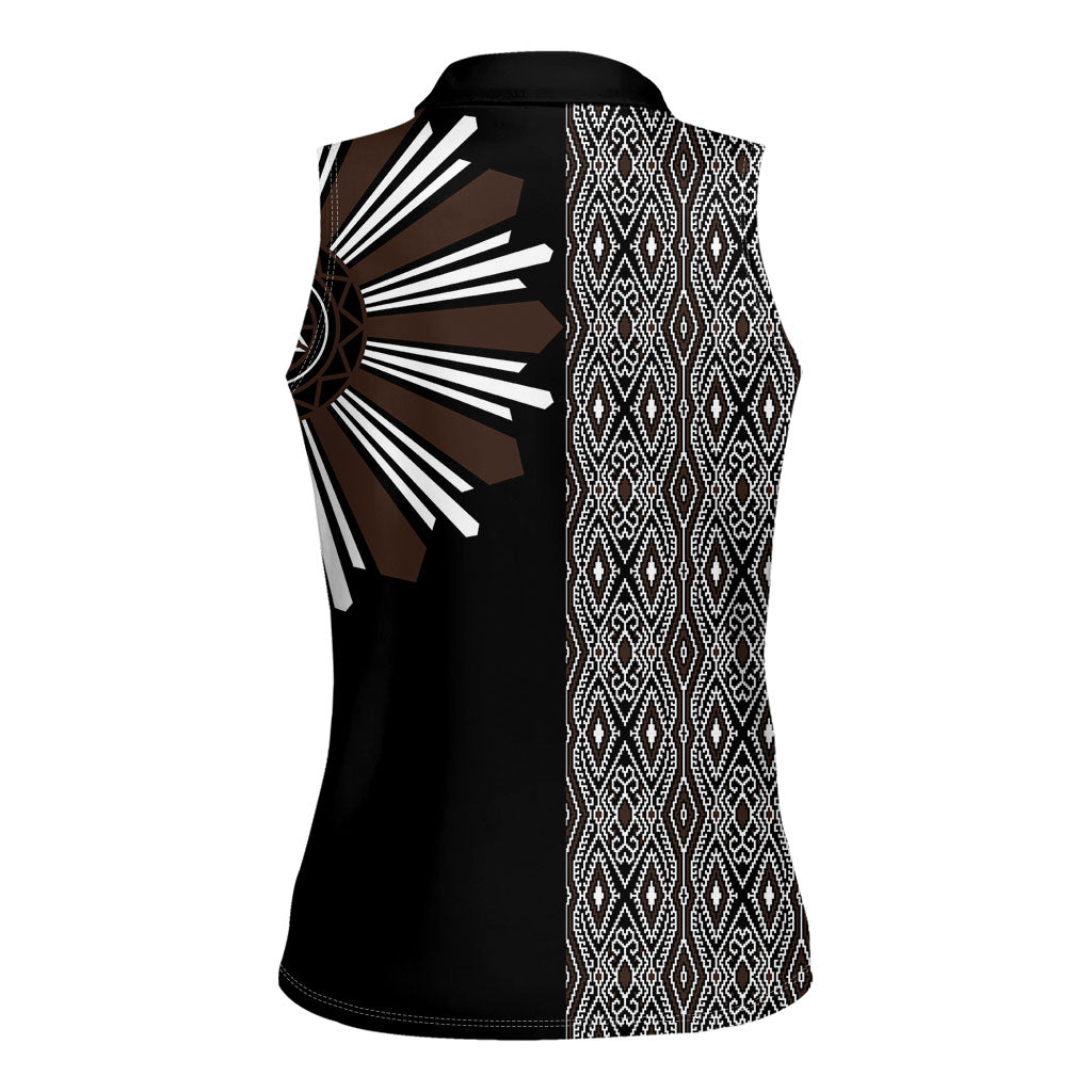 Mabuhay Philippines Festival Women Sleeveless Polo Shirt Araw Tnalak Modern Filipiniana Inspired LT14 - Polynesian Pride