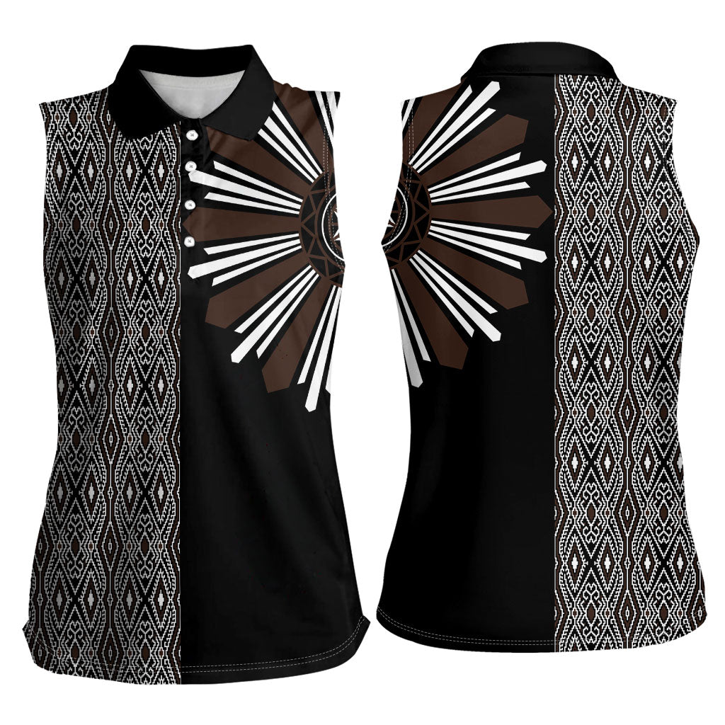 Mabuhay Philippines Festival Women Sleeveless Polo Shirt Araw Tnalak Modern Filipiniana Inspired LT14 - Polynesian Pride