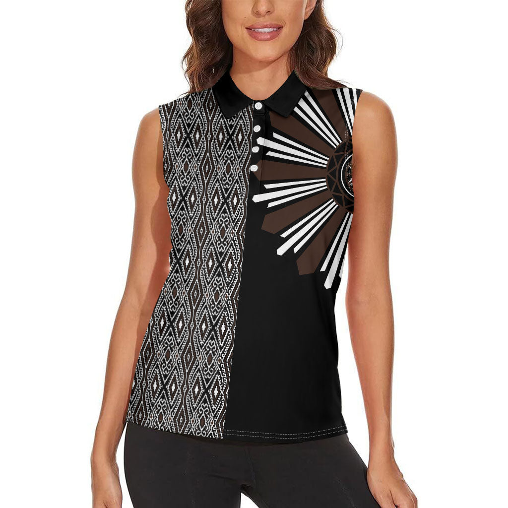 Mabuhay Philippines Festival Women Sleeveless Polo Shirt Araw Tnalak Modern Filipiniana Inspired LT14 - Polynesian Pride
