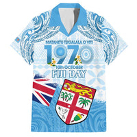 Fiji Day 1970 Family Matching Long Sleeve Bodycon Dress and Hawaiian Shirt Proud To Be A Fijian Tapa Pattern LT14 Dad's Shirt - Short Sleeve Blue - Polynesian Pride