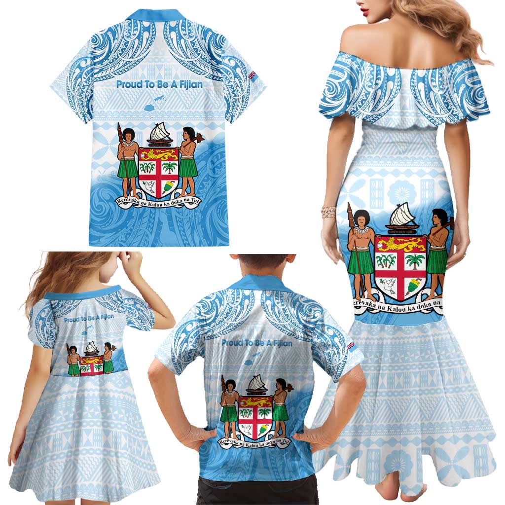 Fiji Day 1970 Family Matching Mermaid Dress and Hawaiian Shirt Proud To Be A Fijian Tapa Pattern LT14 - Polynesian Pride