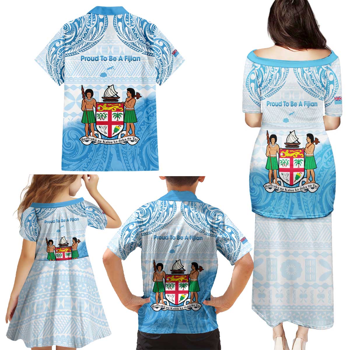 Fiji Day 1970 Family Matching Puletasi and Hawaiian Shirt Proud To Be A Fijian Tapa Pattern LT14 - Polynesian Pride