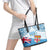 Fiji Day 1970 Leather Tote Bag Proud To Be A Fijian Tapa Pattern