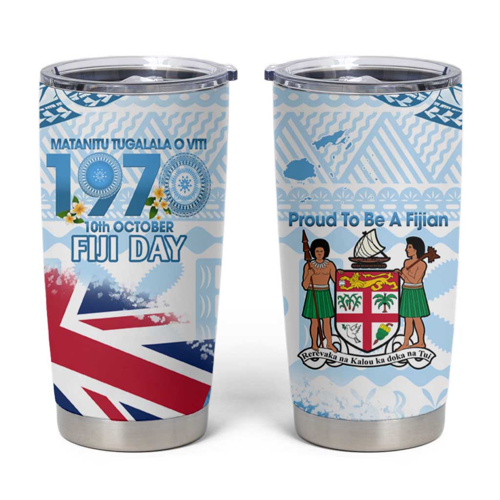 Fiji Day 1970 Tumbler Cup Proud To Be A Fijian Tapa Pattern