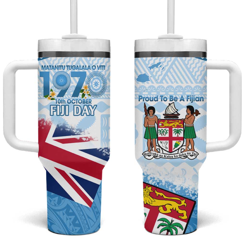 Fiji Day 1970 Tumbler With Handle Proud To Be A Fijian Tapa Pattern