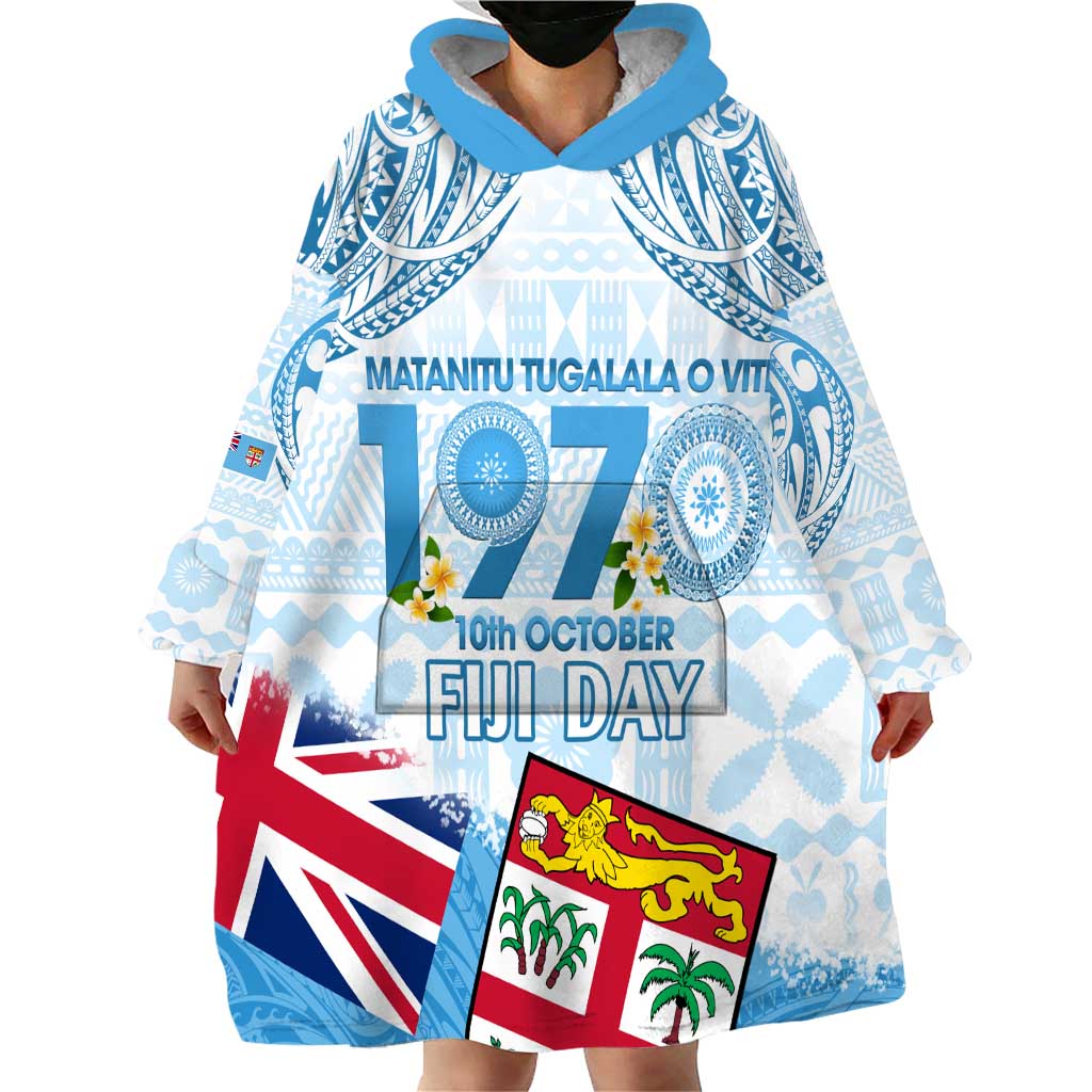 Fiji Day 1970 Wearable Blanket Hoodie Proud To Be A Fijian Tapa Pattern