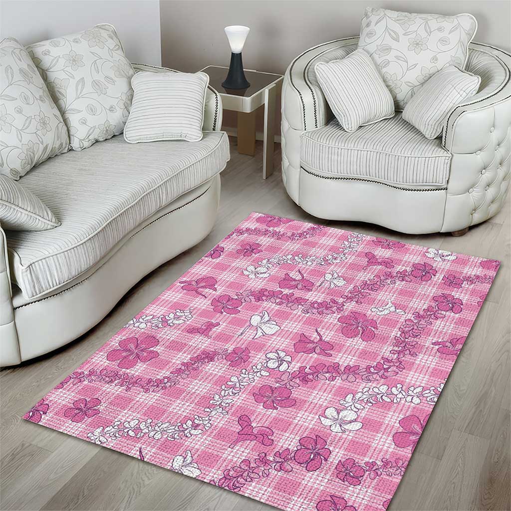 Alaka Aloha Hawaii Area Rug Plumeria Lei With Palaka Motif - Polynesian Pride